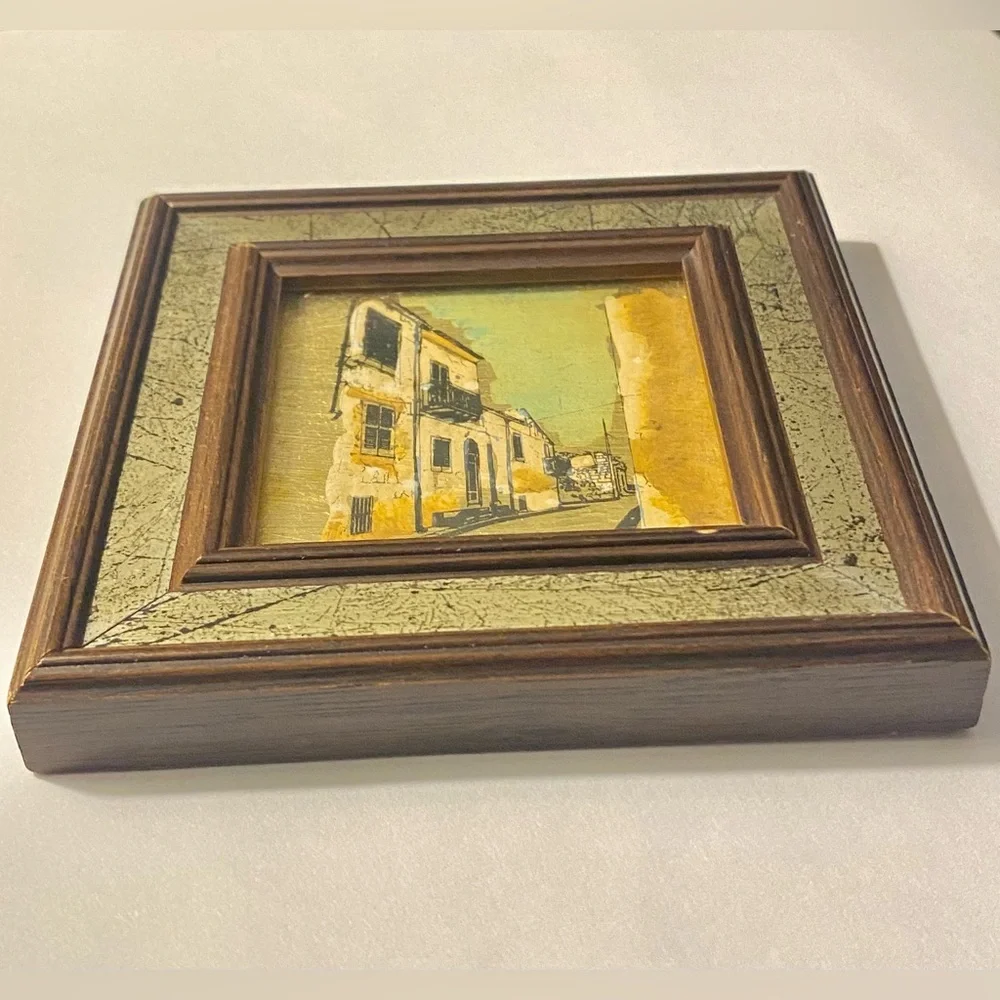 Mini Picture Hand Painted 23 K Gold Leaf Signed Italian Florentine Wall Gallery